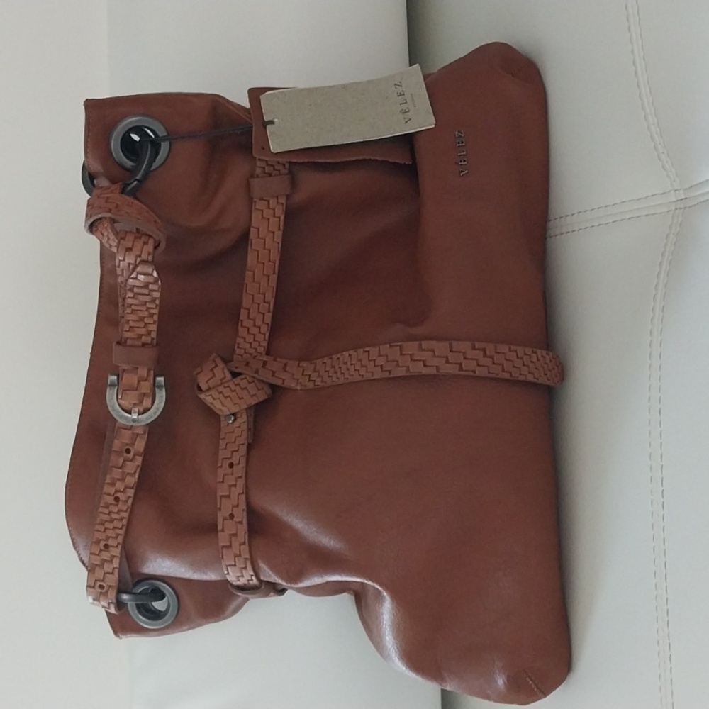 NWT VELEZ 2022 OVERSIZED SLOUCHY BEEKEEPER PURSE GENUINE COGNAC LEATHER